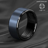 Men's Tungsten Carbide Ring Sea Brushed Center Wedding Ring