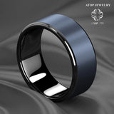 Men's Tungsten Carbide Ring Sea Brushed Center Wedding Ring