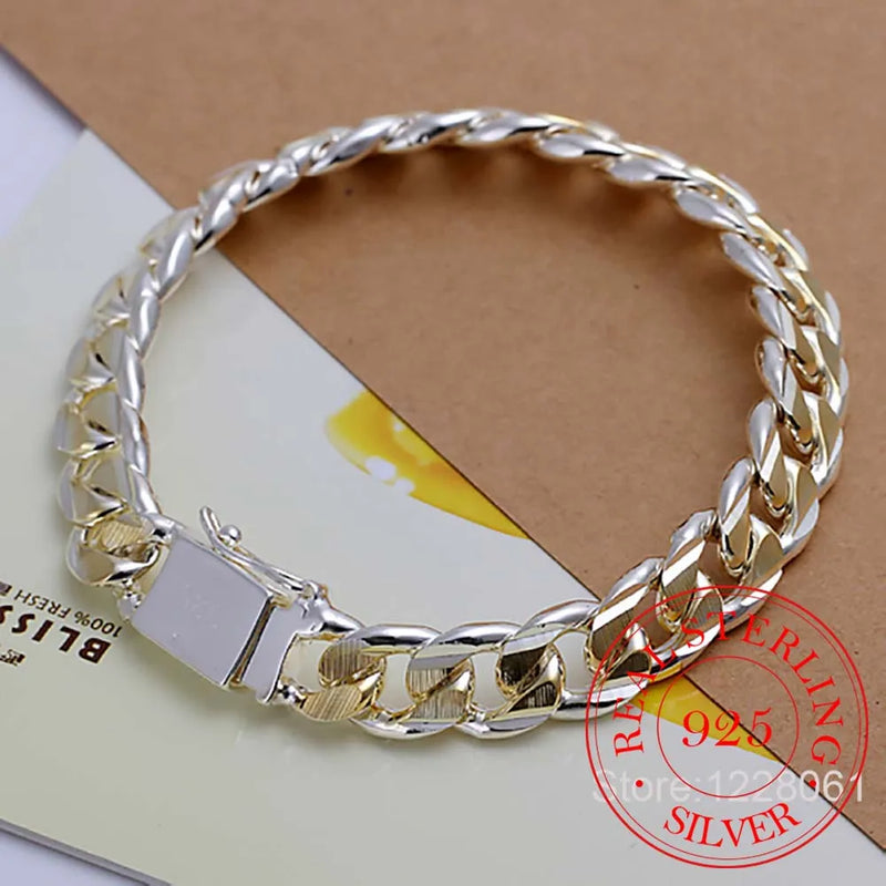925 Silver Bracelet 10mm Width Unisex Jewelry