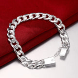 925 Sterling Silver 10mm Thick Bracelet Men's Women's Fine Jewelry