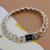 925 Sterling Silver 10mm Thick Bracelet Men's Women's Fine Jewelry