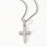 Men's Rhinestone Cross Pendant Necklace Hip Hop Chain Link