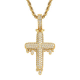 Men's Rhinestone Cross Pendant Necklace Hip Hop Chain Link