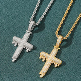 Men's Rhinestone Cross Pendant Necklace Hip Hop Chain Link