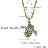 Men's Rhinestone Dollar Pendant Hip Hop Chain