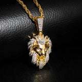 Men's Lion Head Pendant Necklace Hip Hop Chain