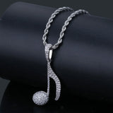 Men's Rhinestone Necklace Micro Zircon Musical Note Pendant Hip Hop Chain