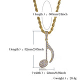 Men's Rhinestone Necklace Micro Zircon Musical Note Pendant Hip Hop Chain