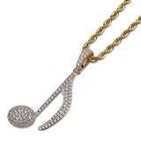 Men's Rhinestone Necklace Micro Zircon Musical Note Pendant Hip Hop Chain