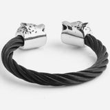 Stainless Steel Leopard Head Cuff Bangle Men's Jewelry