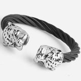 Stainless Steel Leopard Head Cuff Bangle Men's Jewelry