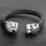 Stainless Steel Leopard Head Cuff Bangle Men's Jewelry