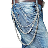 Skull Biker Link Chain Wallet Keychain for Men