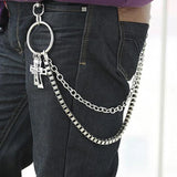 Skull Biker Link Chain Wallet Keychain for Men