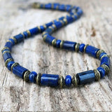 Men's Lapis Lazuli Necklace, Mens Beaded Choker