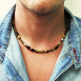 Men's Lapis Lazuli Necklace, Mens Beaded Choker