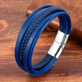 Men's Leather Bracelet Genuine Leather Woven Cuff Bracelet