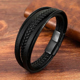 Men's Leather Bracelet Genuine Leather Woven Cuff Bracelet