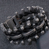 Men's Leather Bracelet with Skull Head Snake Vintage Stainless Steel