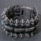 Men's Leather Bracelet with Skull Head Snake Vintage Stainless Steel