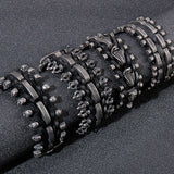 Men's Leather Bracelet with Skull Head Snake Vintage Stainless Steel