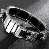 Men's Leather Bracelets with Gothic Tiger Head Buckle