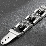 Men's Leather Bracelets with Gothic Tiger Head Buckle