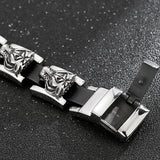 Men's Leather Bracelets with Gothic Tiger Head Buckle