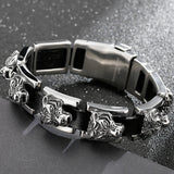 Men's Leather Bracelets with Gothic Tiger Head Buckle