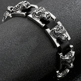 Men's Leather Bracelets with Gothic Tiger Head Buckle