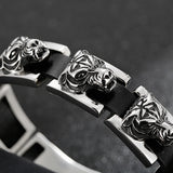 Men's Leather Bracelets with Gothic Tiger Head Buckle