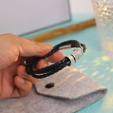 Men's Leather Bracelet Beads Family Name Charm Jewelry Bangle Father's Gift