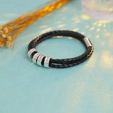 Men's Leather Bracelet Beads Family Name Charm Jewelry Bangle Father's Gift