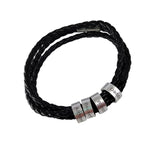 Men's Leather Bracelet Beads Family Name Charm Jewelry Bangle Father's Gift