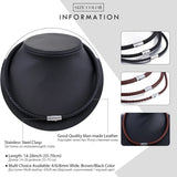 Men's Brown Leather Choker Necklace Stainless Steel Clasp