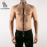 Men's Leather Necklace Set Bdsm Neck Harness Gay Sissy Slave Leash