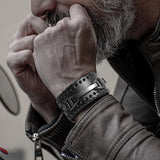 Men's Leather Viking Wristband Bracelet