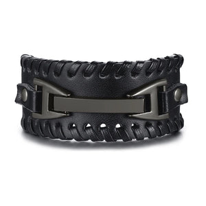 Men's Leather Viking Wristband Bracelet