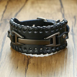 Men's Leather Viking Wristband Bracelet