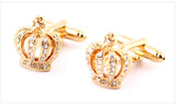 Men's Crystal Crown Cuff Links Golden