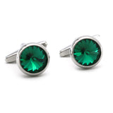 Men's Crystal Cufflinks Green Stone Wedding Cuff Links