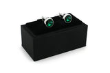 Men's Crystal Cufflinks Green Stone Wedding Cuff Links
