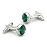 Men's Crystal Cufflinks Green Stone Wedding Cuff Links