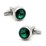 Men's Crystal Cufflinks Green Stone Wedding Cuff Links