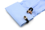 Men's Rose Plated Leather Chain Cufflinks