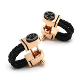 Men's Rose Plated Leather Chain Cufflinks
