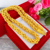 Men's Dragon Twist Sand Necklace Pure 24K Plated Bracelet Anniversary Jewelry