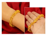 Men's Dragon Twist Sand Necklace Pure 24K Plated Bracelet Anniversary Jewelry