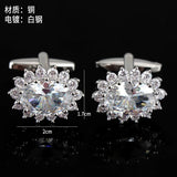 Men's Rhinestone Crystal Cufflinks French Shirt Cuff Links