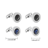 Men's Round Sapphire Zircon Cufflinks for Tuxedo Dress Shirts